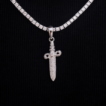 Iced Knife Pendant in White Gold