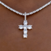 Iced Micro Round Cross Pendant in White Gold