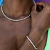 Collar + Pulsera de Tenis de Diamantes en Oro Blanco - 2 mm