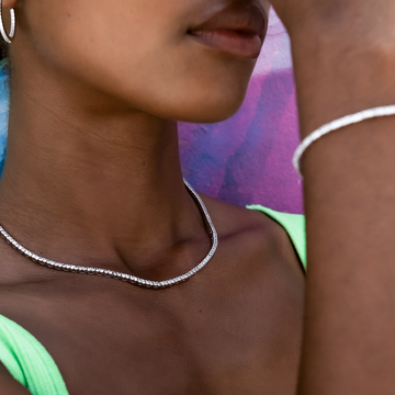 Collar + Pulsera de Tenis de Diamantes en Oro Blanco - 2 mm
