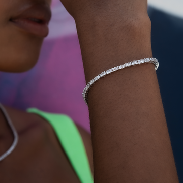 Round Cut Tennis Bracelet in White Gold- 2mm