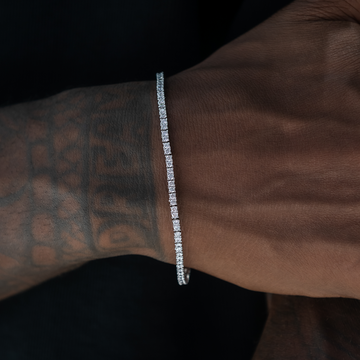 Paquete de cadena de tenis y pulsera de diamantes en oro blanco - 2 mm
