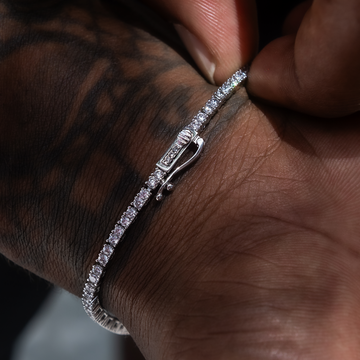 Paquete de cadena de tenis y pulsera de diamantes en oro blanco - 2 mm