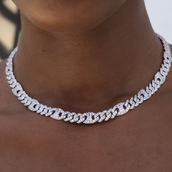 Iced Mariner Cuban Necklace in White Gold- 9mm