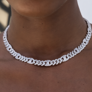 Iced Mariner Cuban Necklace in White Gold- 9mm