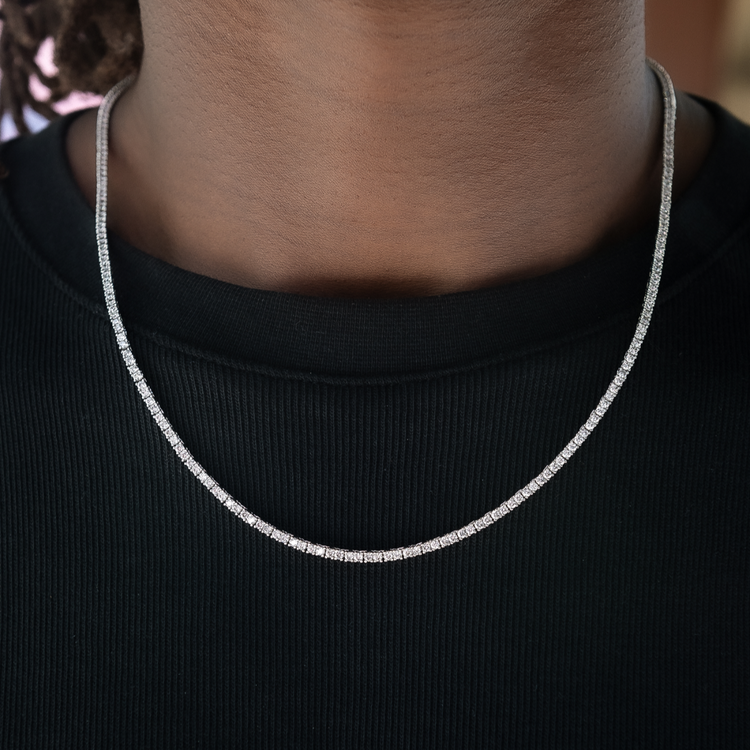 Men's Moissanite Tennis Chain | White Gold Vermeil | GLD- The GLD Shop