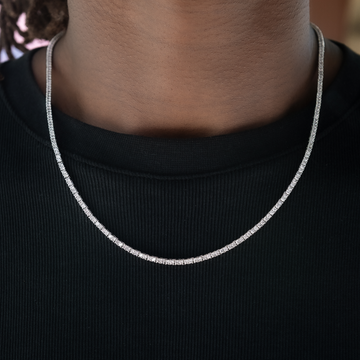 Paquete de cadena de tenis y pulsera de diamantes en oro blanco - 2 mm