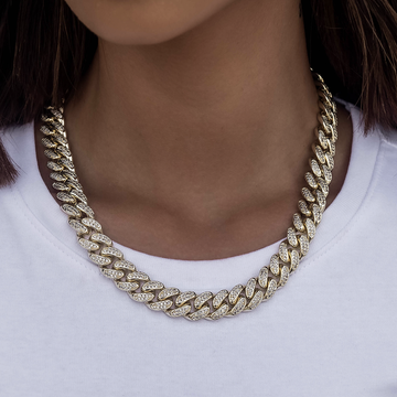 Diamond Cuban Link Necklace + Anklet Bundle in Yellow Gold - 12mm
