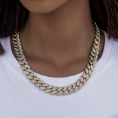 GLD Diamond Cuban Link Necklace in Yellow Gold- 12mm