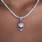 Iced Black Stone Skull Pendant