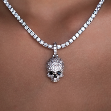 Iced Black Stone Skull Pendant