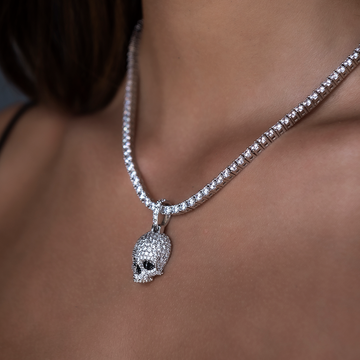 Iced Black Stone Skull Pendant
