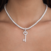 Colgante de llave Corazón de Diamante en Oro Blanco