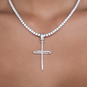 Iced Nail Cross in White Gold