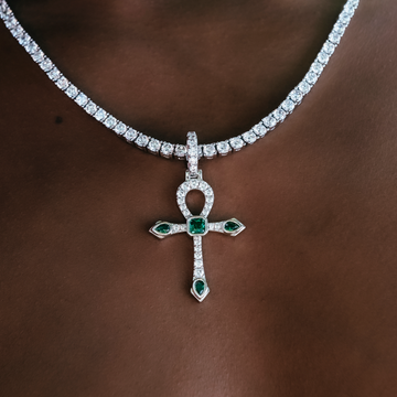 Emerald Stone Ankh Cross