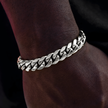 Pulsera Eslabón Cubano Signature en Oro Blanco - 12mm