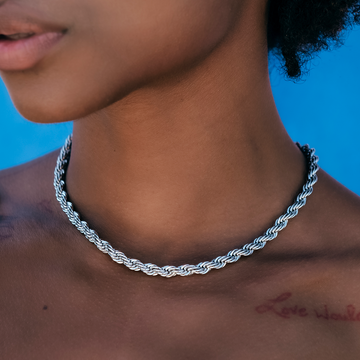 Rope Necklace in White Gold- 6mm