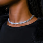 Iced Herringbone Chain in White Gold