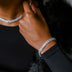 Iced Herringbone Bracelet in White Gold- 7mm