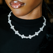 Rounded Cross Pave Star Necklace