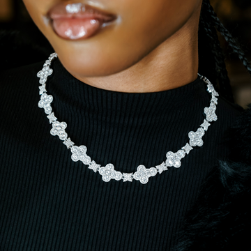 Rounded Cross Pave Star Necklace