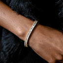 Pulsera de tenis con baguette de diamantes en oro amarillo - 6mm