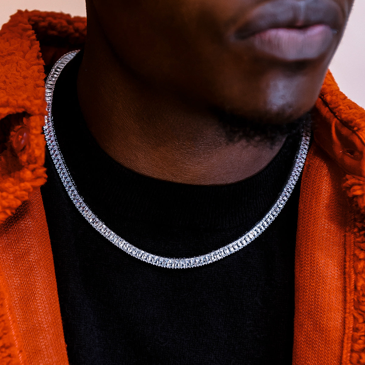 Baguette Evil Eye + Iced Herringbone + Baguette Tennis Chain