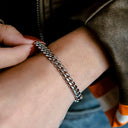 Pulsera Cubana Miami de Oro Blanco - 6mm