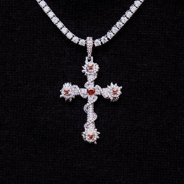 Ruby Iced Spiked Cross