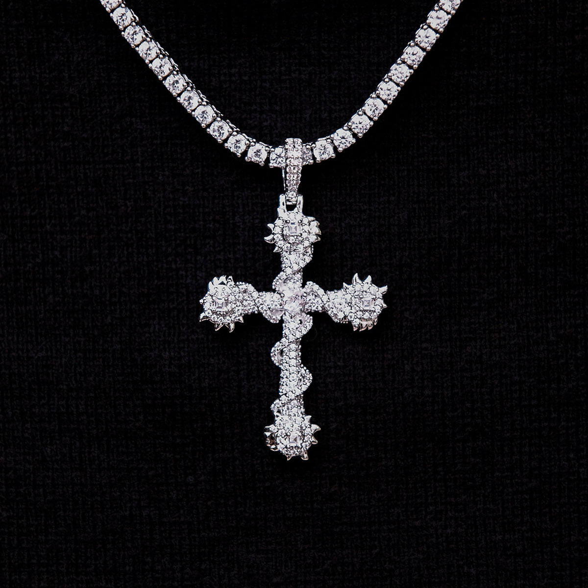 Crystal Iced Spiked Cross- The GLD Shop