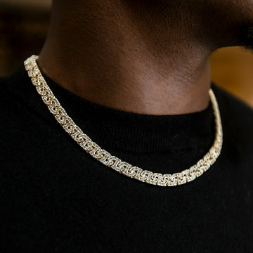 Collar de eslabones de baguette en oro amarillo - 8 mm