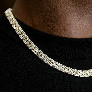Collar de eslabones de baguette en oro amarillo - 8 mm