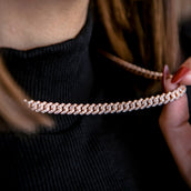 GLD Micro Diamond Prong Cuban Necklace in Rose Gold - 6mm