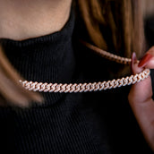 Cadena Cubana Micro Diamond Prong en Oro Rosa - 6mm