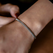 Pulsera Micro Cubana en Oro Blanco - 3mm