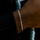 Micro Cuban Bracelet in White Gold- 3mm
