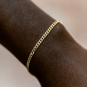 Micro Cuban Bracelet in Yellow Gold- 3mm