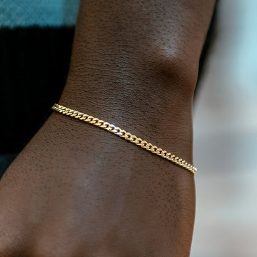 Pulsera microcubana de oro amarillo - 3 mm