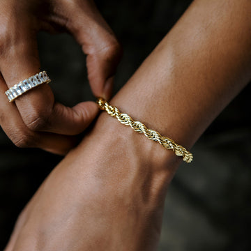 Pulsera de cuerda en oro amarillo - 6 mm
