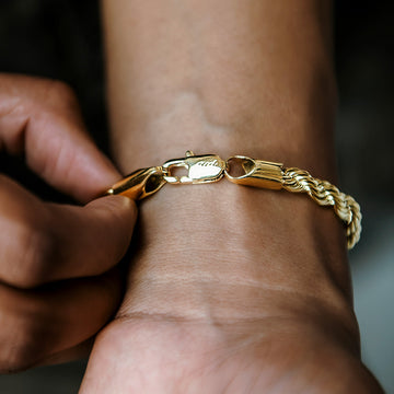 Pulsera de cuerda en oro amarillo - 6 mm