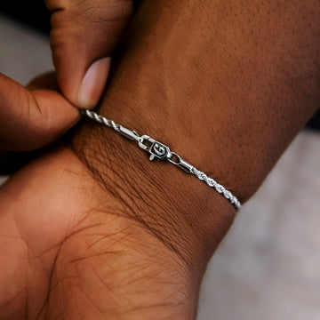 Pulsera de cuerda en oro blanco- 2mm