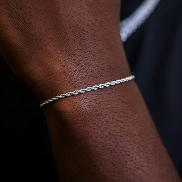 Pulsera de cuerda en oro blanco- 2mm