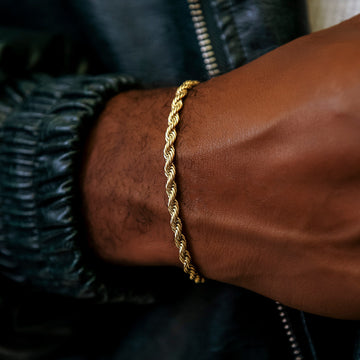 Pulsera de cuerda en oro amarillo - 4 mm