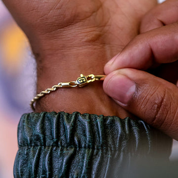 Pulsera de cuerda en oro amarillo - 2 mm