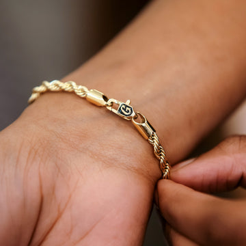 Pulsera de cuerda de oro amarillo - 4mm