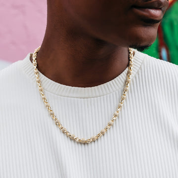 Iced Ball Box Link Chain + Bracelet Bundle in Yellow Gold