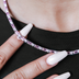 Pink Diamond Baguette Tennis Necklace