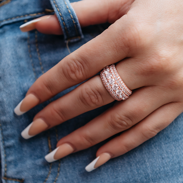 5 Layer Diamond Band Ring in Rose Gold Vermeil