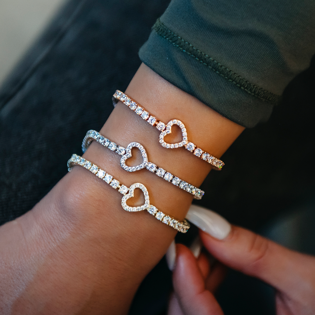 Heart Tennis Bracelet in Yellow Gold - The GLD Shop