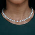 Round Stone Star Tennis Necklace in White Gold - 8mm